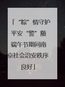 “粽”情守护 平安“警”随 端午节期间南京社会治安秩序良好