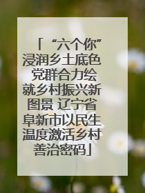 “六个你”浸润乡土底色 党群合力绘就乡村振兴新图景 辽宁省阜新市以民生温度激活乡村善治密码