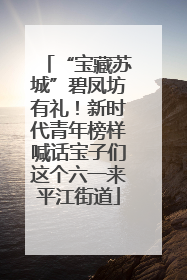 “宝藏苏城”碧凤坊有礼！新时代青年榜样喊话宝子们这个六一来平江街道