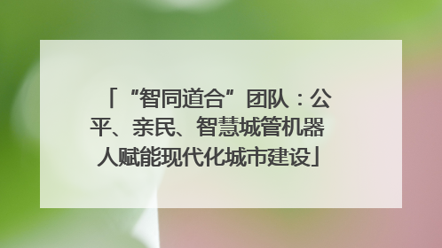 “智同道合”团队：公平、亲民、智慧城管机器人赋能现代化城市建设