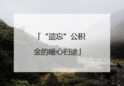 “遗忘”公积金的暖心归途