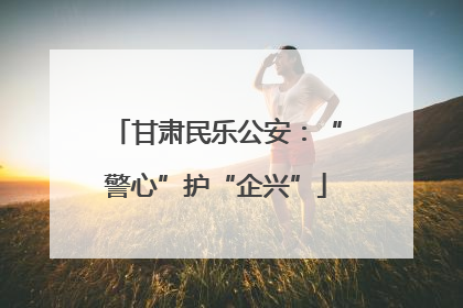 甘肃民乐公安：“警心”护“企兴”