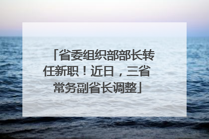 省委组织部部长转任新职！近日，三省常务副省长调整