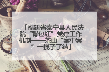 福建省泰宁县人民法院“背包红”党建工作机制——茶山“案中案”一揽子了结