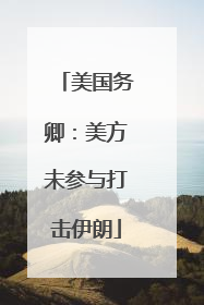 美国务卿：美方未参与打击伊朗