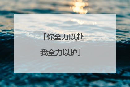 你全力以赴 我全力以护