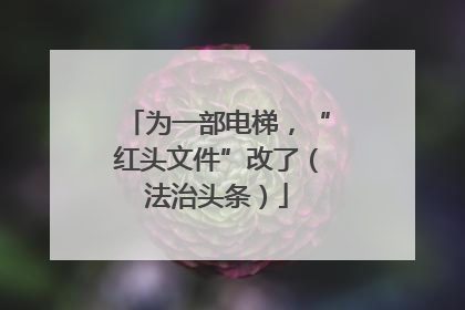 为一部电梯，“红头文件”改了（法治头条）
