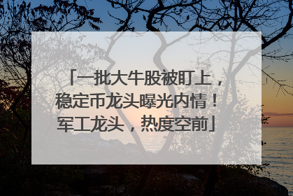 一批大牛股被盯上，稳定币龙头曝光内情！军工龙头，热度空前