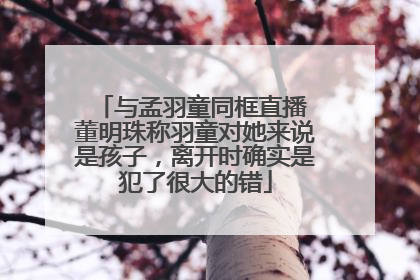 与孟羽童同框直播 董明珠称羽童对她来说是孩子，离开时确实是犯了很大的错