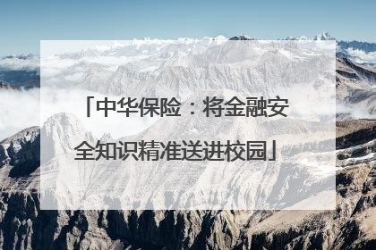 中华保险：将金融安全知识精准送进校园