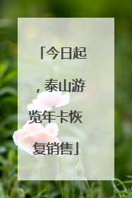 今日起，泰山游览年卡恢复销售