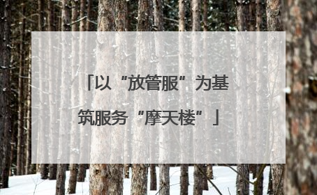 以“放管服”为基筑服务“摩天楼”