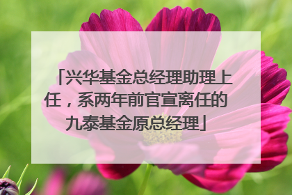 兴华基金总经理助理上任，系两年前官宣离任的九泰基金原总经理