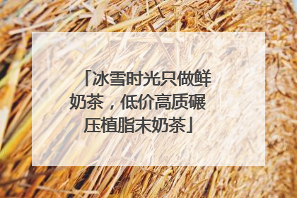 冰雪时光只做鲜奶茶，低价高质碾压植脂末奶茶