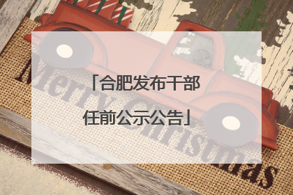 合肥发布干部任前公示公告