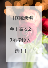 国家级名单！泰安27所学校入选！