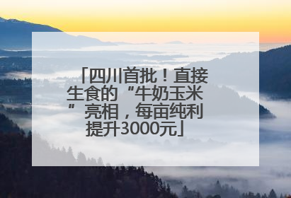 四川首批！直接生食的“牛奶玉米”亮相，每亩纯利提升3000元