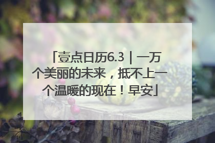 壹点日历6.3｜一万个美丽的未来，抵不上一个温暖的现在！早安