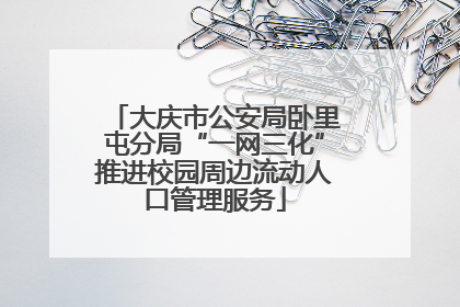 大庆市公安局卧里屯分局“一网三化”推进校园周边流动人口管理服务