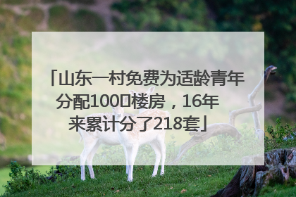 山东一村免费为适龄青年分配100㎡楼房，16年来累计分了218套