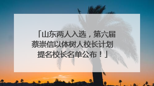 山东两人入选，第六届蔡崇信以体树人校长计划提名校长名单公布！