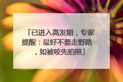 已进入高发期，专家提醒：最好不要走野路，如被咬先拍照