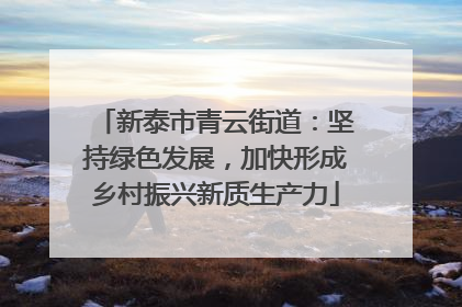 新泰市青云街道：坚持绿色发展，加快形成乡村振兴新质生产力