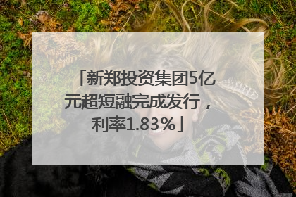 新郑投资集团5亿元超短融完成发行，利率1.83％
