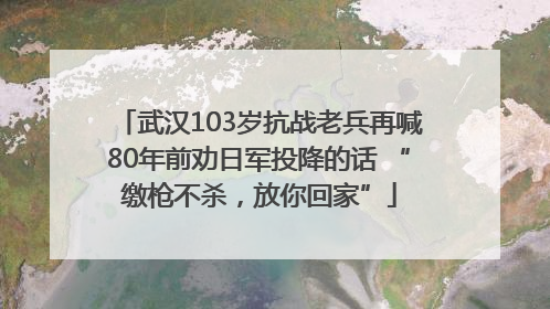 武汉103岁抗战老兵再喊80年前劝日军投降的话 “缴枪不杀，放你回家”
