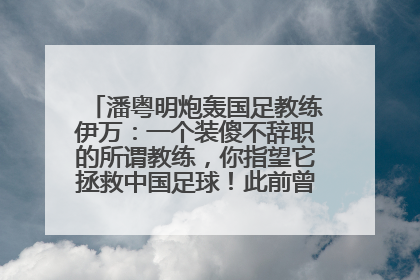 潘粤明炮轰国足教练伊万：一个装傻不辞职的所谓教练，你指望它拯救中国足球！此前曾多次发文评价国足