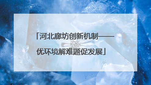 河北廊坊创新机制——优环境解难题促发展