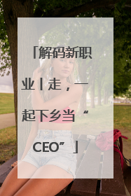 解码新职业丨走，一起下乡当“CEO”