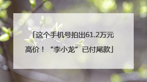 这个手机号拍出61.2万元高价！“李小龙”已付尾款