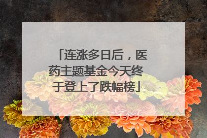 连涨多日后，医药主题基金今天终于登上了跌幅榜