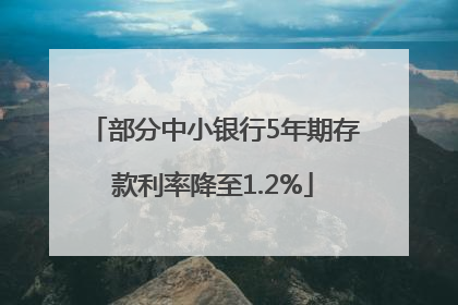 部分中小银行5年期存款利率降至1.2%