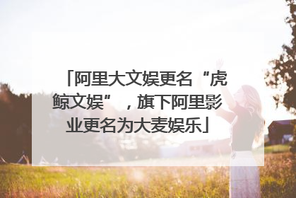 阿里大文娱更名“虎鲸文娱”，旗下阿里影业更名为大麦娱乐