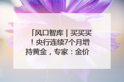 风口智库｜买买买！央行连续7个月增持黄金，专家：金价或仍易涨难跌