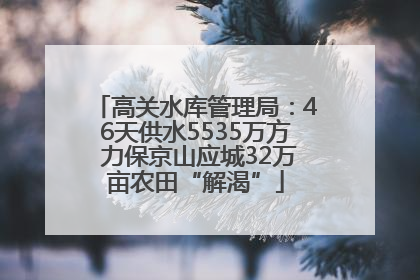 高关水库管理局：46天供水5535万方 力保京山应城32万亩农田“解渴”