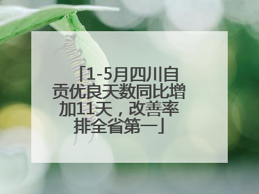 1-5月四川自贡优良天数同比增加11天，改善率排全省第一