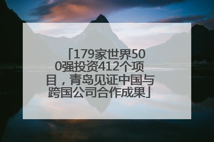 179家世界500强投资412个项目，青岛见证中国与跨国公司合作成果